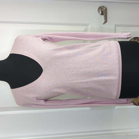 Lululemon Still Movement V-Neck Hi-Low Hem Sweater Heathered Petal Pink 4 - Picture 5 of 15